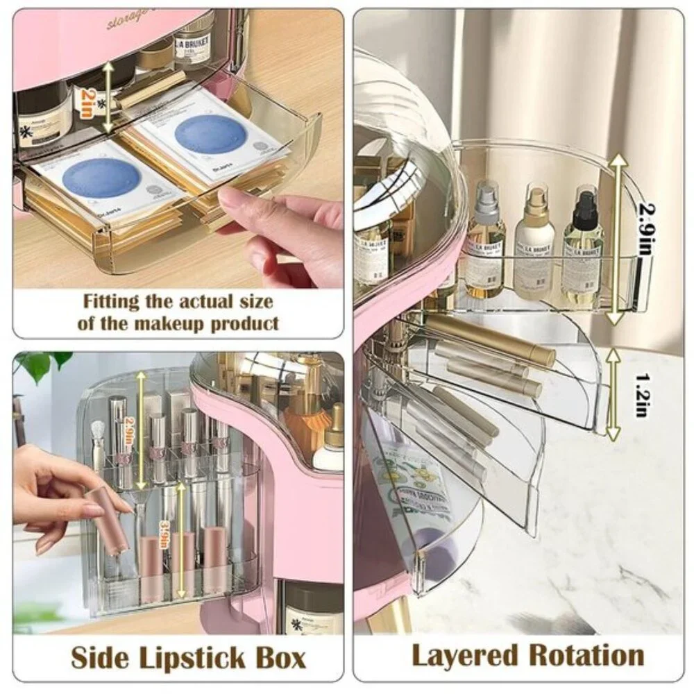 New Makeup & Skincare Organizer Box, Vanity Storage with Lid, Drawers & Cover